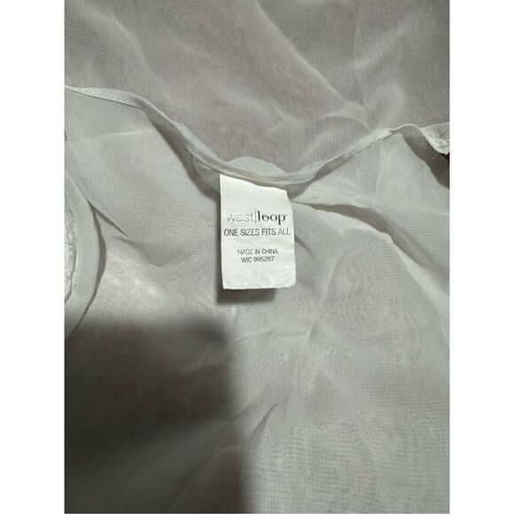 West loop Embroidered trim lightweight cover up kimono flowy frindge open front - Picture 4 of 5